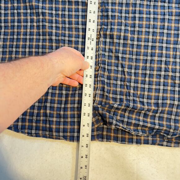 Goodfellow & Co Flannel Button Shirt Men's XXL Blue Brown Plaid Button Pockets - Picture 7 of 12